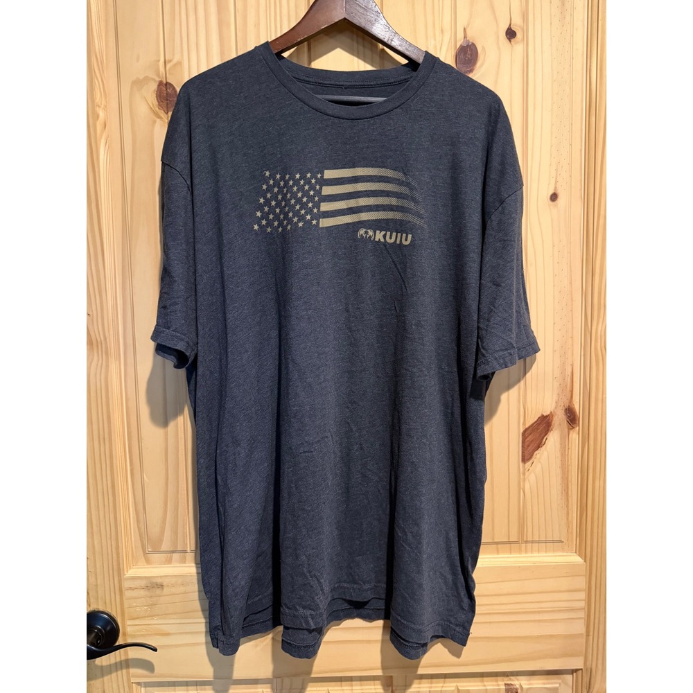 KUIU Mens 3XL American Flag Graphic T-Shirt Charcoal Heather Grey Short Sleeve